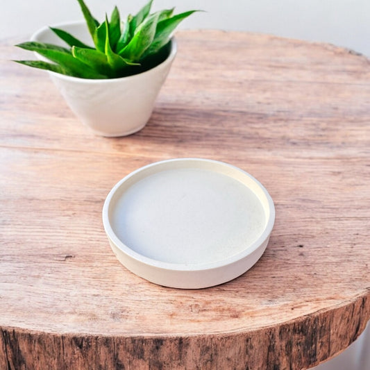 Plateau rond en béton blanc – Vide-poche et déco minimaliste