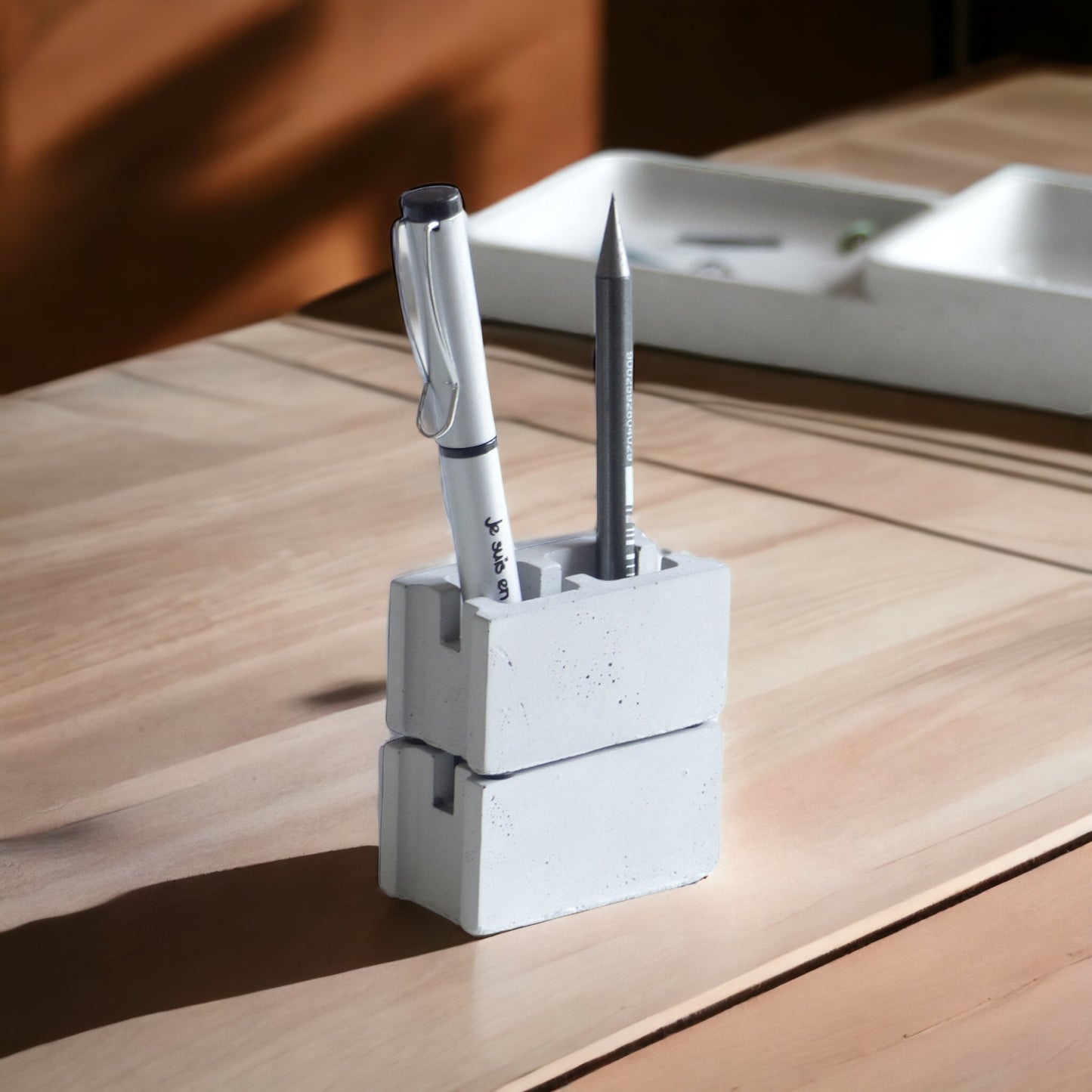 Duo de parpaings pour cartes de visite et stylos - Atelier IDeco