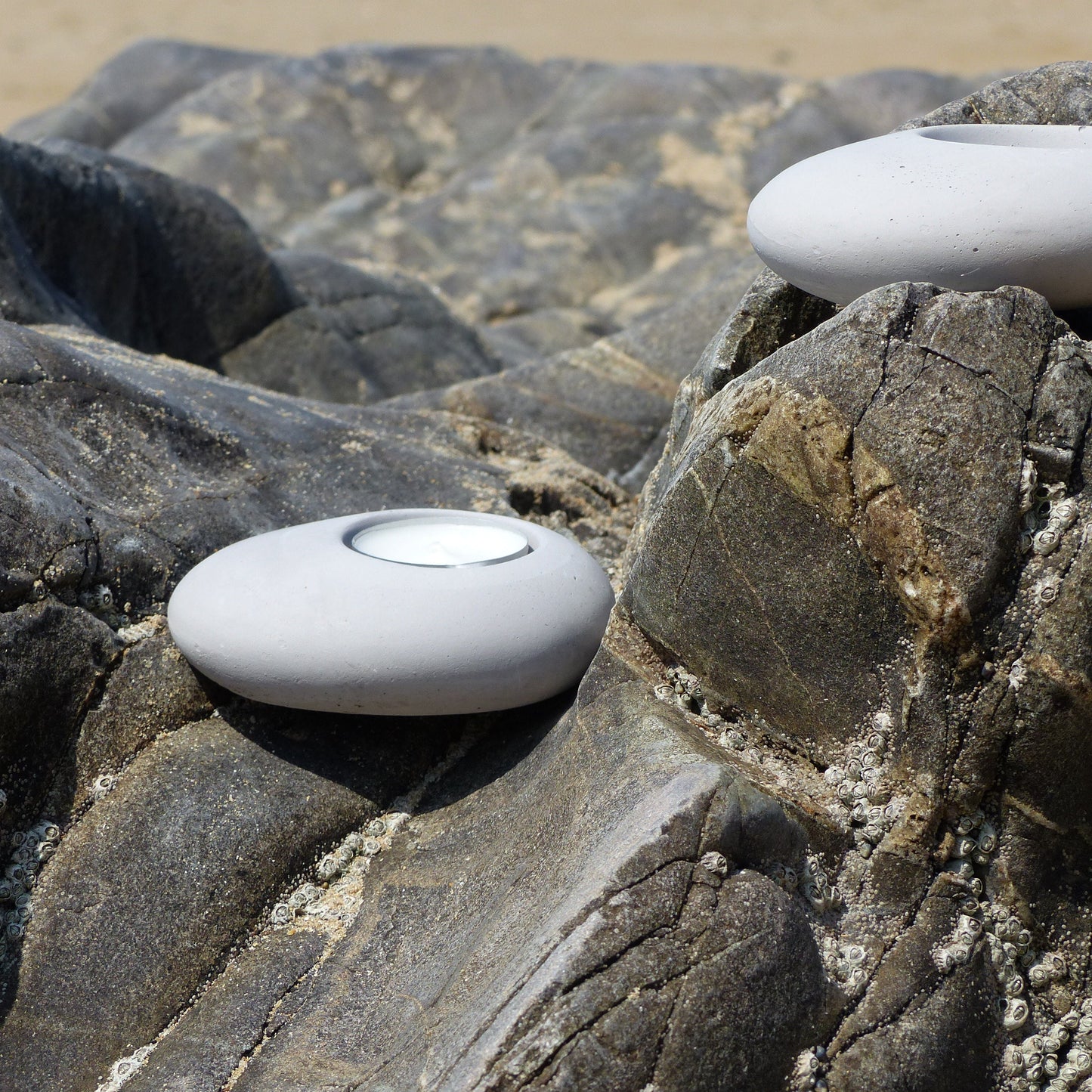 Trio de bougeoirs galets - Atelier IDeco