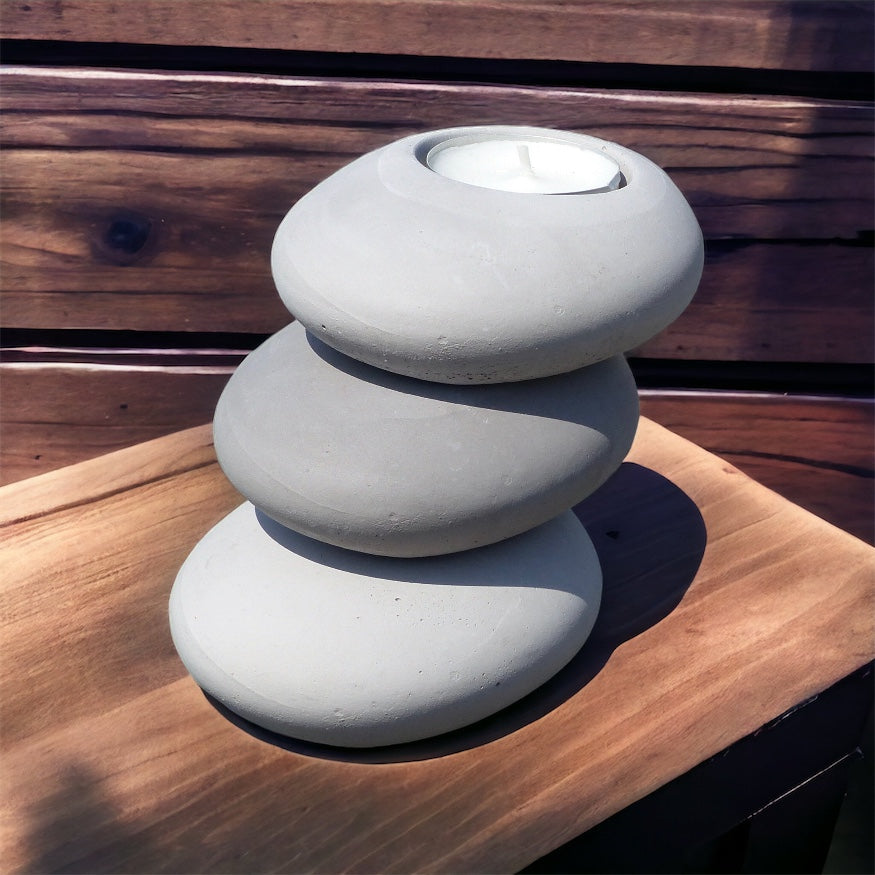 Trio of pebble candle holders